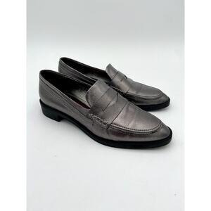 Zara Silver Metallic Loafers Shoes Size 38 US 7.5